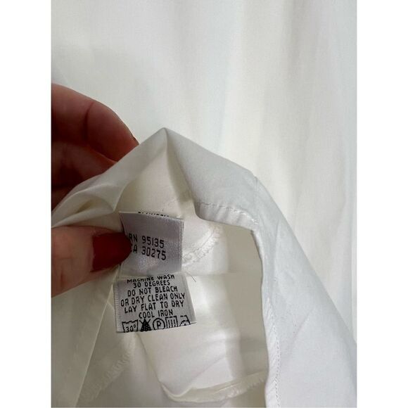 Lafayette 148 white 3/4 ruched sleeve shirt sz 10 - Picture 5 of 6